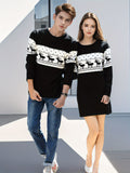 Christmas Reindeer Pattern Crew Neck Sweater, Casual Long Sleeve Sweater For Fall & Winter, Women's Clothing