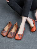 peopleterritory Women Summer Ethnic Colorblock Leahter Soft Flat Shoes KL1025