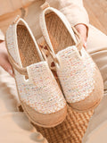 peopleterritory Women Ethnic Summer Linen Cotton Flat Shoes PA1027