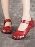 peopleterritory Women Summer Ethnic Flower Spliced Leather Shoes XX1052