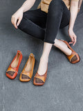 peopleterritory Women Artsy Colorblock Soft Leather  Flat Shoes KL1024