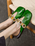 peopleterritory Women Summer Solid Flower Leather Slippers SC1011