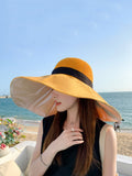 peopleterritory Women Casual Solid Large Brim Sunproof Hat XX1005