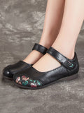 peopleterritory Women Summer Ethnic Flower Spliced Leather Shoes XX1052