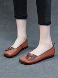 peopleterritory Women Summer Ethnic Colorblock Leahter Soft Flat Shoes KL1025