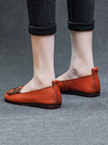 peopleterritory Women Summer Ethnic Colorblock Leahter Soft Flat Shoes KL1025