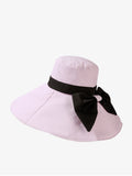 peopleterritory Women Summer Colorblock Sunproof Bowknot Hat QW1022