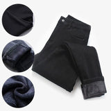 Women's Pants High Waist Thermal Jeans Winter Warm Stretchy Fleece Lined Denim Leggings Blue Black Female Slim Trousers 230322