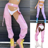 Street Trendy Women's Sexy Casual Open Feet Waistband Hanging Chain Work Clothes Pants Burst 230612