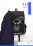 peopleterritory  One Piece Dropshipping Backpack Men's Fashion Trendy Men's Backpack Casual Men's Bag Student Schoolbag Computer Travel PU Leather