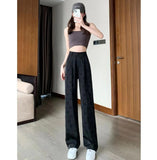 Spring Designer high-end women's pants Fashion casual Wide leg Ice Silk High waist straight pants Luxury Asian size S-4XL