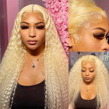 250% 40 Inch 613 Honey Blonde Deep Wave Brazilian Full 13x4 Lace Frontal Wigs Transparent Synthetic Lace Front Wigs Preplucked