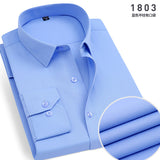 Spring and Autumn Men's Long-Sleeve Shirt Middle-Aged Business Workwear Non-Ironing Blue Striped Business Wear Overalls Shirt