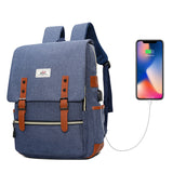 peopleterritory  Fashion Korean Backpack College Student Laptop Bag Male USB Backpack High School Junior High School Student Schoolbag Female