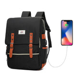 peopleterritory  Fashion Korean Backpack College Student Laptop Bag Male USB Backpack High School Junior High School Student Schoolbag Female