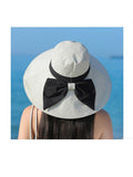 peopleterritory Women Summer Colorblock Sunproof Bowknot Hat QW1022