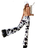 Street Style Women's Clothing  Summer Trendy Brand Cow Print High Waisted Straight Leg Casual Jeans and Floor Mop Pants