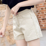 peopleterritory Pink Denim Shorts Women's Summer  New High Waist A- line Loose Wide Leg Apricot Slimming Hot Pants