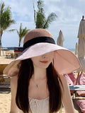 peopleterritory Women Casual Solid Large Brim Sunproof Hat XX1005