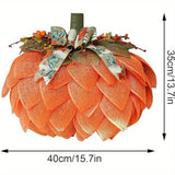 2PCS Burlap Fall Wreath, Pumpkin Wreath for Front Door, Thanksgiving and Halloween Autumn Holiday Decoration