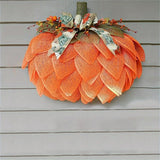 2PCS Burlap Fall Wreath, Pumpkin Wreath for Front Door, Thanksgiving and Halloween Autumn Holiday Decoration