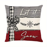 4pcs/ set Merry Christmas Xmas Tree Bow Pillow Covers, Farmhouse Christmas Tree Decorations, Merry Christmas Tree Hello Winter Holiday Decor Throw Cushion Cases For Couch Sofa Living Room Outdoor, Without Pillow Inserts, 18*18Inch