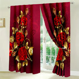 2pcs Set Elegant Rose Pattern Decorative Curtains - Machine Washable, Satin Finish for Bedroom & Living Room, Perfect for Christmas Home Decor