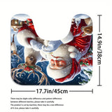 4Pcs Waterproof Christmas Shower Curtain Set, Santa Claus, Christmas Elk, Pine Tree, Non-Slip U Shape Mat, Bath Mat, Toilet Lid Rug, Bathroom Decor Sets, Winter Home Decor Accessories