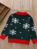 Festive Kids' Reindeer Pullover Sweater - Soft Acrylic Blend Knit Fabric, Regular Fit Crew Neck Long Sleeve Jumper for Children with Medium Stretch, Ideal for Fall/Winter Holiday Collection