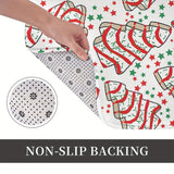 Christmas Tree & Snack Cakes Design - Non-Slip, Machine Washable Bathroom Mat | Lightweight Polyester Home Decor Rug for Bedroom Entrance