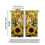 2pcs Contemporary Flower Butterfly Printed Semi-Transparent Polyester Curtains - Easy Machine Wash, Versatile for Living Room, Bedroom, Office - No-Electricity Decorative Drapes