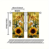 2pcs Contemporary Flower Butterfly Printed Semi-Transparent Polyester Curtains - Easy Machine Wash, Versatile for Living Room, Bedroom, Office - No-Electricity Decorative Drapes