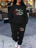 Women's Christmas Sweatshirt and Pants Set, "Jesus is the Reason for the Season" Letter Print, Cozy Knit Fabric, Polyester, Casual Round Neck, Fall/Winter Fashion Outfit