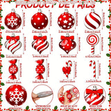 24Pcs Christmas Candy Ornament Peppermint Candy Cane Christmas Decorations Christmas Candy Lollipop Ornament Xmas Hanging Lollipop Pattern Decorations with Rope