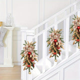 Christmas Wreath with Lights, Operated Xmas Garland with Decorations, Wreath for Front Door Porch Wall Window Fireplace Outdoor Home Holiday Accent