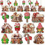 24Pcs Gingerbread Christmas Ornaments Wooden Chef Santa Baking Gingerbread Candy Cake Decorations Christmas Tree Decoration Hanging Christmas Kitchen Decorations for Xmas Tree Home Decor