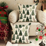 Christmas Tree Velvet Cushion Covers 2-Pack, Contemporary Style, Machine Washable, Festive Pattern, Zip Closure, for Living Room, Woven Polyester Fabric, Decorative One-Sided Print, 18x18 inches, Inserts Not Included