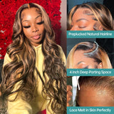 Brazilian human Hair Lace Frontal Wig Ash Brown Ombre Blonde Body Wave Glueless Wig Ready to Wear13x4 Synthetic