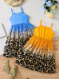 2pc Chic Leopard Splice Cami Dress Duo - Lightweight & Breezy - Perfect for Summer Style & Comfort