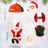 8 Modes Christmas Parachute Lights With Santa Claus, Hanging Red & Green Xmas Lights For Indoor Eave Balcony Roof - Holiday Decorative Lighting, Christmas Decorations Outdoor