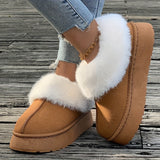 peopleterritory Fall Aesthetic Thermal Plush Lined Furry Snow Boots RG6710