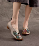 peopleterritory 2024 Spring New Boho Embossed Cowhide Flats Shoes CZ1005