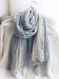 peopleterritory Women Summer Colorblock Raw-edge Cotton Scarf KL1044