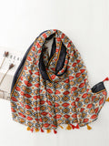 peopleterritory Women Ethnic Print Tassel Shawl Scarf KL1036