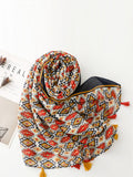 peopleterritory Women Ethnic Print Tassel Shawl Scarf KL1036