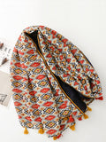 peopleterritory Women Ethnic Print Tassel Shawl Scarf KL1036