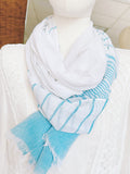 peopleterritory Women Summer Cotton Stripe Shawl Scarf XX1006