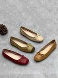 peopleterritory Women Summer Elegant Leather Solid Bowknot Flat Shoes WE1041