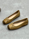 peopleterritory Women Summer Elegant Leather Solid Bowknot Flat Shoes WE1041