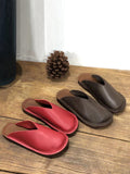 peopleterritory Women Summer Soft Solid Leather Flat Slippers WE1012